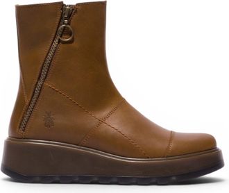 FLY London Fly London Womens Tan Leather Zip-up Platform Ankle Boots - TARP553FLY