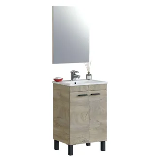 For&eacute;s Mueble Ba&ntilde;o Con Espejo Koncept 80x50x40 Cm Roble Alaska