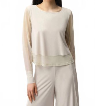 Joseph Ribkoff Layered Mesh Long Sleeve Top In Moonstone