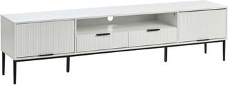 Beliani TV Stand White MDF Metal Legs Modern Cabinet Cable Management Living Room LEDUC