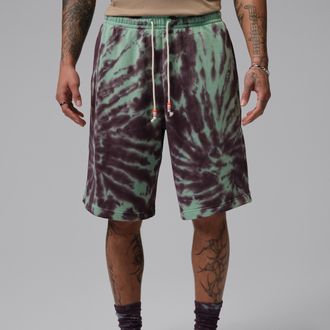 Nike Jordan Mens Jordan Brooklyn Fleece Tie-Dye Festival Shorts in Green | IF1959-342