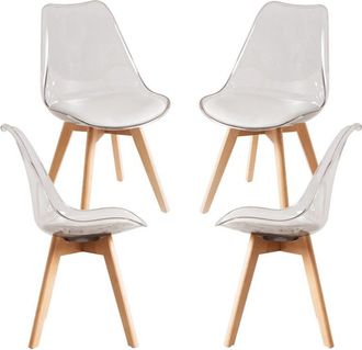 Regalos Miguel Regalos Miguel - Packs Sillas Comedor - Pack 4 Sillas Synk Transparente Asiento - Blanco