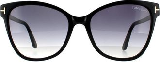 Tom Ford Cat Eye Womens Shiny Black Grey Gradient - One Size