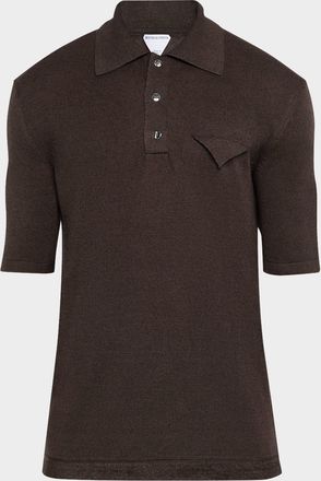 Bottega Veneta Mens Linen-Knit Polo