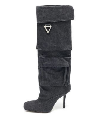 The Attico cargo-pocket knee-high boots - Grey
