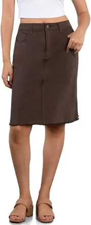 Wash Lab Denim Fray Hem Denim Skirt in Chocolate Brown at Nordstrom, Size 27