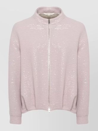 Herno short sequin jacket crewneck high collar