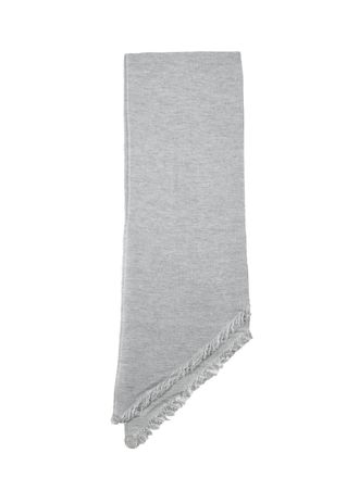 PESERICO Grey Virgin Wool-Blend Fringed Scarf