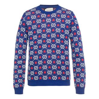 Gucci Mens Gucci SS21 G Round Neck Pullover Wool Sweater Blue 576792-XKAUI-4915