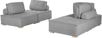 Beliani Beliani - Sof&aacute; 4 Plazas De Poli&eacute;ster Gris Madera Clara Modular Escandinavo Moderno Tibro