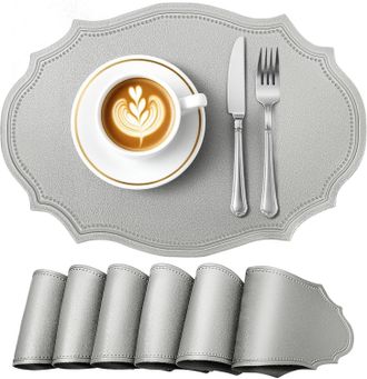 OEM Manteles Individuales, Juego De 6 Piezas, Forma Ovalada, Antideslizantes, Impermeables, Resistentes Al Calor, Aptos Para Uso Interior Y Exterior, 43 X