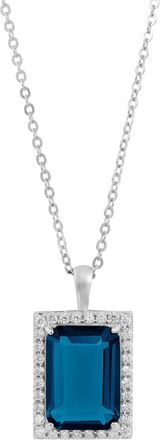 Savvy Cie Jewels STERLING SILVER.925 WHITE CZ EMERALD CUT PENDANT NECKLACE