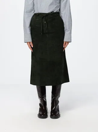 Max Mara S Max Mara Gonna midi svasata in pelle scamosciata con coulisse in vita