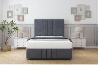 Comfort Beds Royal Plush Divan Set 2 Drawers-26 Headboard-Footboard in Dark Grey | Size: Super King