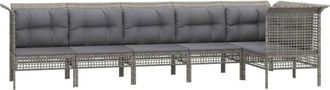 vidaXL Vidaxl - Set De Muebles De Jard&iacute;n 6 Pzas Y Cojines Rat&aacute;n Sint&eacute;tico Gris