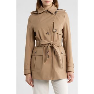 Tommy Hilfiger Water Resistant Belted Trench Coat in Taupe at Nordstrom Rack, Size X-Large