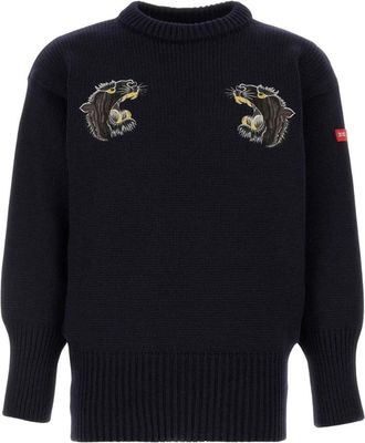 Junya Watanabe Wpn 901W25 Wol Trui - Heren - Ronde hals truien - Blauw - L - Wol - Truien & Vesten