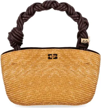 Ganni BORSA A MANO MINI BOU RAFFIA NATURAL GANNI