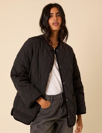 Nobody's Child Black Quilted Detachable Scarf Coat