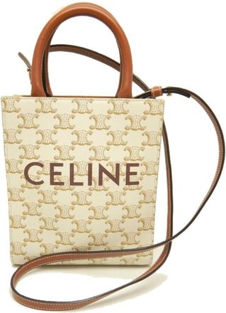 Celine Brown Ivory Pvc Coated Canvas Tote Bag (Pre-Owned)
