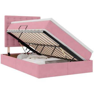 vidaXL Bed with Mattress with LED Pink 120 x 200 cm Velvet vidaXL