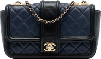 Chanel 2014-2015 Medium Bicolor Quilted Lambskin Elegant CC Flap crossbody bag - Blue