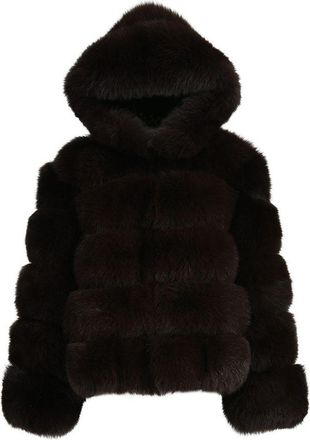 Wanan Luxury Giacca Saphira Marrone Scuro in Pelliccia di Volpe-Donna -Marrone Scuro