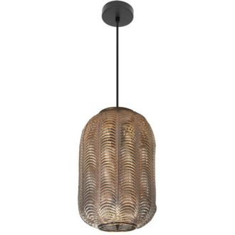 Fabrilamp Fabrilamp - L&aacute;mpara De Techo Colgante Trikala Negro/cuero Envejecido 26d