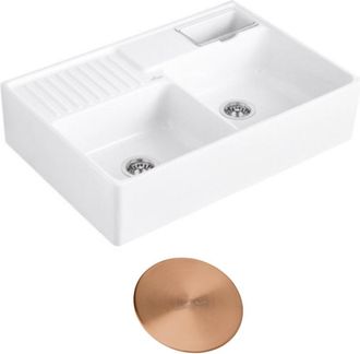 Villeroy & Boch Villeroy Et Boch Fregadero Tradition 89,5 X 63 Desag&uuml;e Manual Cer&aacute;mico Blanco + Tapa Desag&uuml;e Bronce