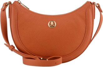 Pourchet Halfronde Schoudertas - Dames - Schoudertassen - Oranje - ONE Size - Leer - Tassen