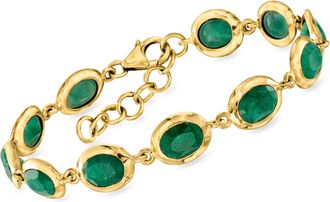 Ross-Simons Emerald Bracelet in 18kt Gold Over Sterling