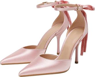 Generic Women Satin High Heel Pumps Pointed Toe Decoration Party Wedding Fashion Dress Shoes