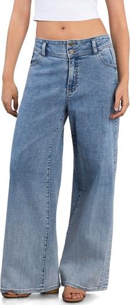 HINT OF BLU Vibe Seamed Wide Leg Jeans in Sea Blu at Nordstrom, Size 29