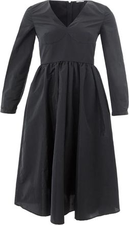 Lardini Zwarte V-hals Lange Jurk - Dames - Casual kleedjes - Zwart - S - Polyester - Kleedjes