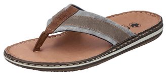 Rieker Zehentrenner RIEKER, Herren, Gr. 40, grau (grau, braun), Lederimitat, Textil, Schuhe Zehentrenner, Sommerschuh, Schlappen, Poolslides, Badeschuh, mit 