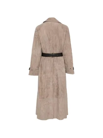 Emporio Armani Belted Suede Coat - Beige