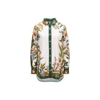 Farm Rio FARM Rio, Shirts, female, Multicolor, Size: S Collared Buttoned Shirt