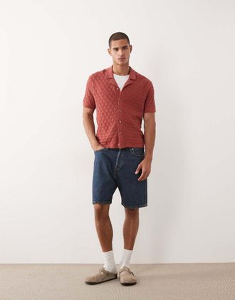 Abercrombie & Fitch Polo a maniche corte in maglia bordeaux-Rosso
