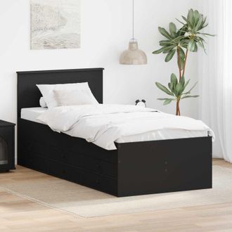 vidaXL Sof&aacute; Cama Con Caj&oacute;n Negro 75 X 190 Cm Madera De Ingenier&iacute;a Vidaxl