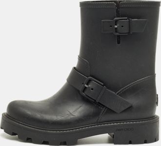 Jimmy Choo London Black Rubber Yael Ankle Length Boots