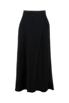 Khaite Flared Black Maxi Skirt with Invisible Zip Closure