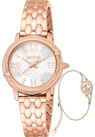 Just Cavalli Womens JC1L276M0075 Ladies Signature Snake Viperized Watch and Bracelet Gift Set - Rose Gold - One Size