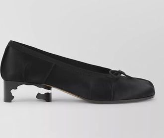 Maison Margiela tabi satin pumps block heel bow round toe