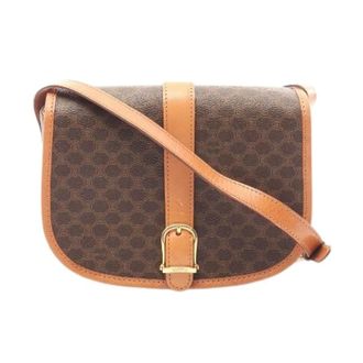 Celine Pre-owned Cross Body Bags, female, Brown, Size: ONE SIZE Pre-owned Macadam PVC Coated Canvas Leather Shoulder Bag