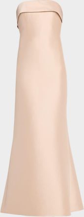 Badgley Mischka Strapless Bow-Back Trumpet Gown