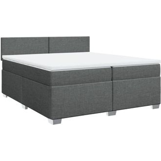 vidaXL Cama Box Spring Con Colch&oacute;n Tela Gris Oscuro 200x200 Cm Vidaxl
