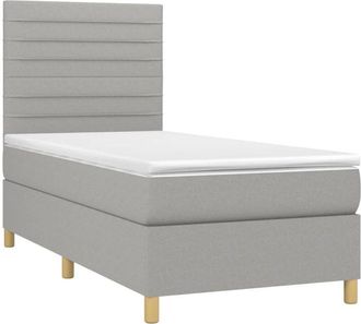 vidaXL Cama Box Spring Colch&oacute;n Y Luces Led Tela Gris Claro 80x200 Cm Vidaxl