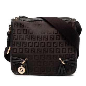 Fendi Pre-owned Fendi Small Zucchino Canvas F Charm Crossbody Ladies 4ECFZANOTVUQXFD7