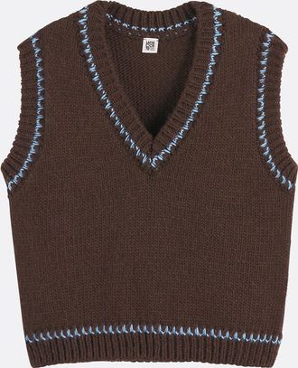 La Redoute Collections Mouwloze trui met V-hals in grof tricot