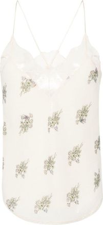 Zadig&Voltaire Christy sequin-embellished top - women - Polyester/Silk/Viscose/Elastane/Polyamide - M - Neutrals